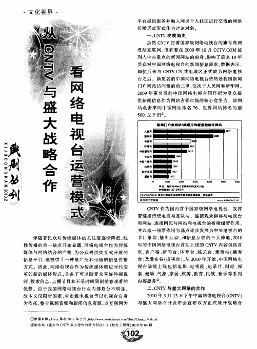 从CNTV与盛大战略合作看网络电视台运营模式