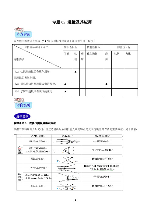 备战2020年中考物理专题05 透镜及其应用(解析版)