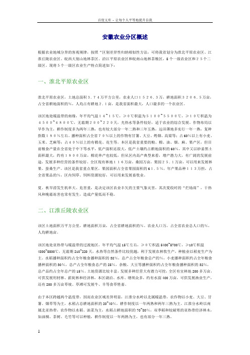 安徽农业分区概述