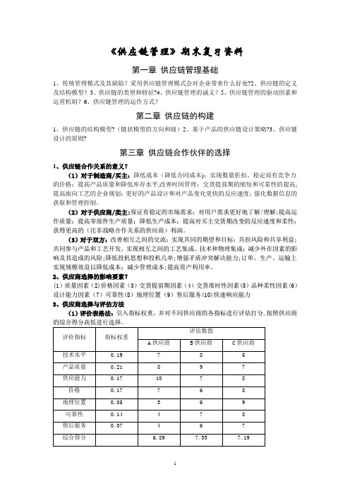 供应链管理》期末复习资料