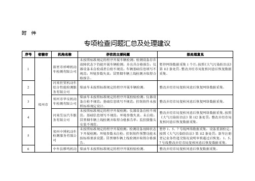 专项检查问题汇总及处理建议