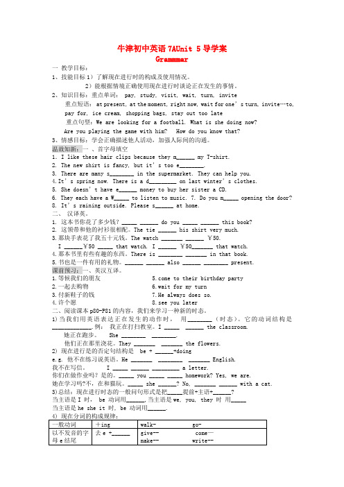 江苏省徐州市第二十二中学七年级英语上册《Unit5 Going shopping》 Grammmar学案(无答案) 牛津译林版