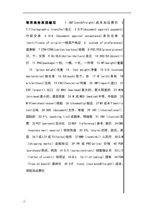 常用商务英语缩写