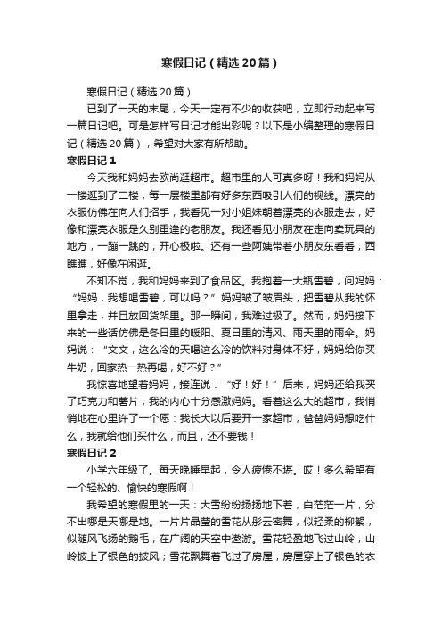 寒假日记（精选20篇）