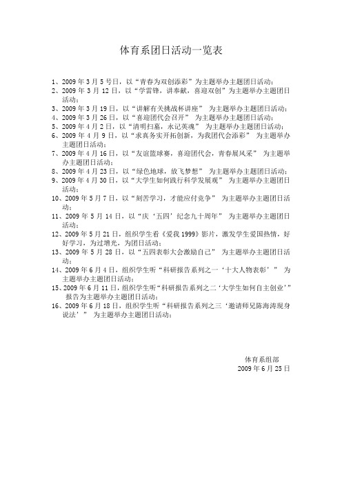 体育系团日活动一览表