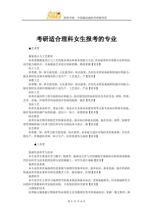 考研适合理科女生报考的专业