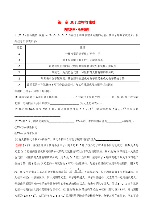 2017版高考化学一轮复习(高效演练+跟踪检测)选修3 物质结构与性质 第一章 原子结构与性质