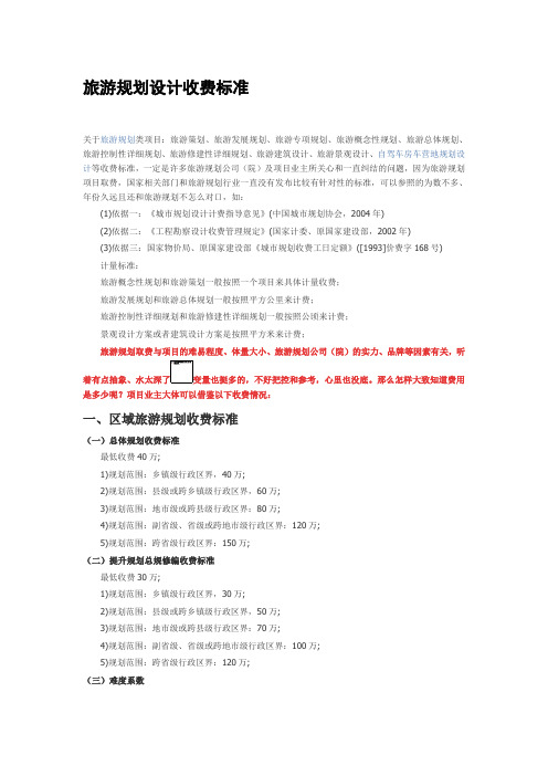 旅游规划设计收费标准