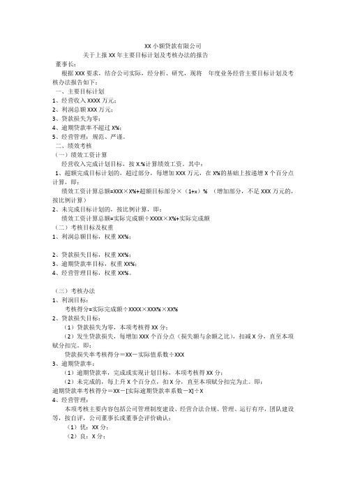 小贷公司经营计划及考核办法