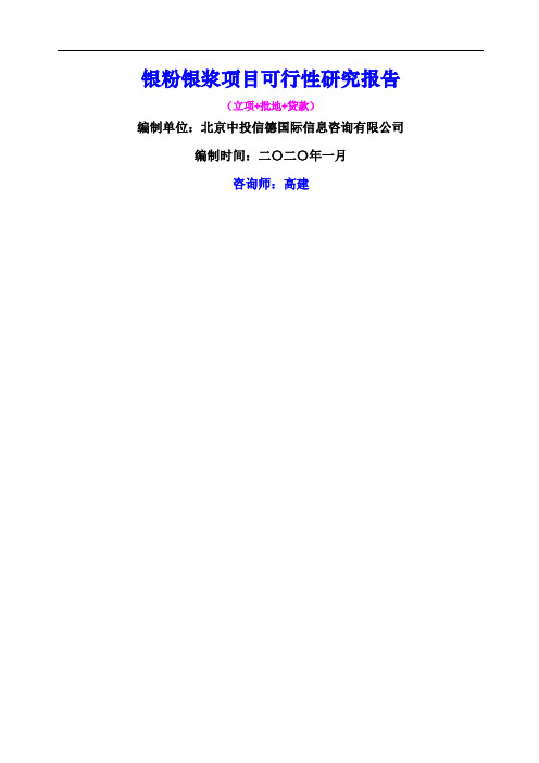 银粉银浆项目可行性研究报告