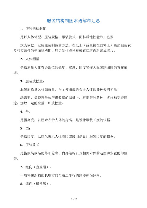 服装结构制图术语解释汇总