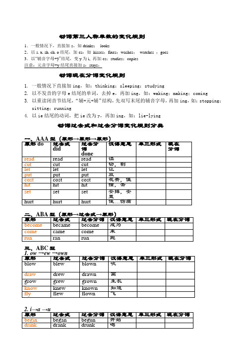 动词三单