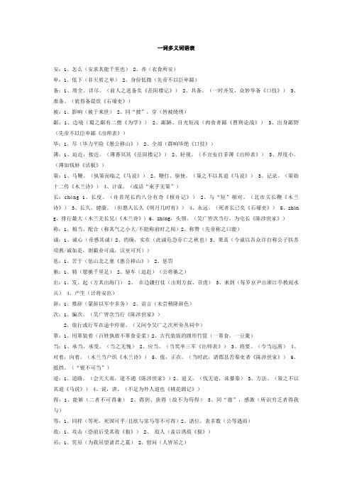 一词多义词语表