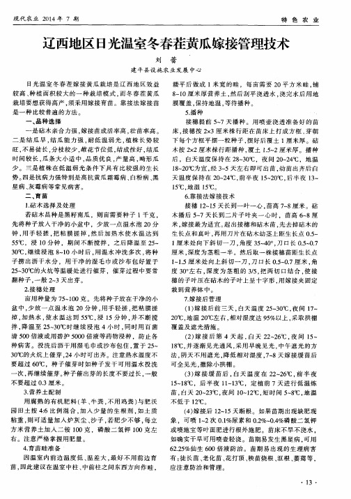 辽西地区日光温室冬春茬黄瓜嫁接管理技术