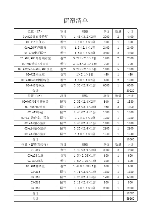 窗帘清单10.13