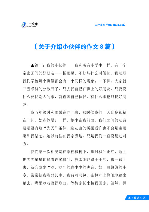 关于介绍小伙伴的作文8篇