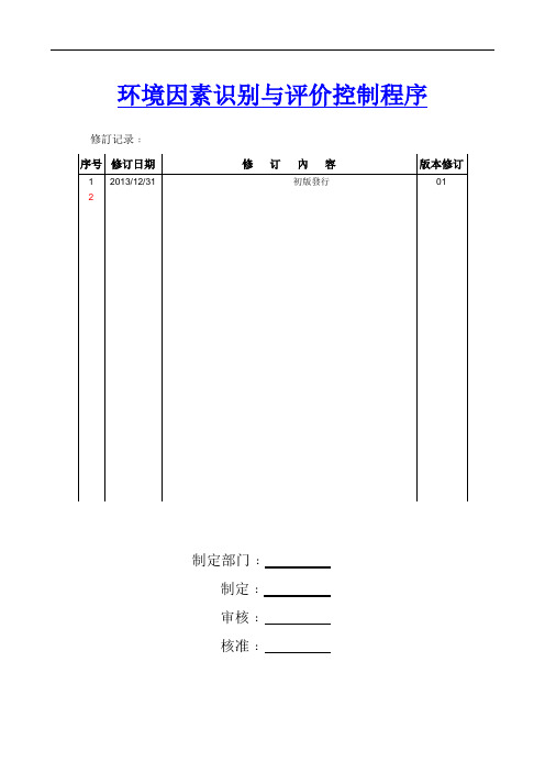 环境因素识别与评价控制程序