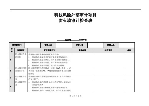 信息安全_风险评估_检查流程_防火墙安全评估检查表Firewall