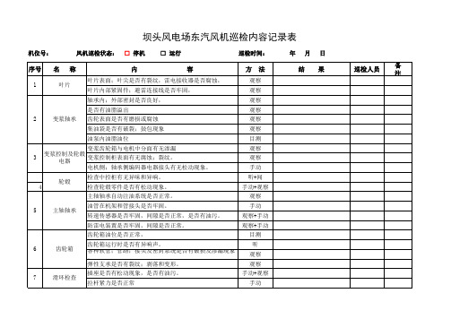 东汽机组日常巡检内容记录表