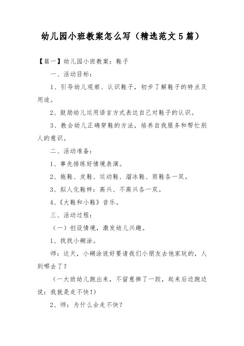 幼儿园小班教案怎么写(精选范文5篇)