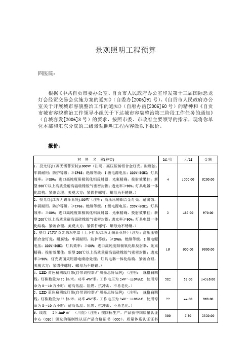 景观照明技术参数