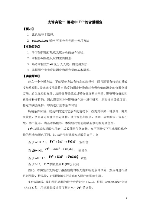光谱实验二 测定溶液中Fe32022