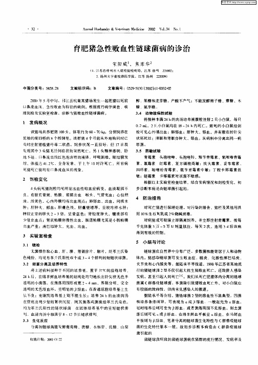 育肥猪急性败血性链球菌病的诊治