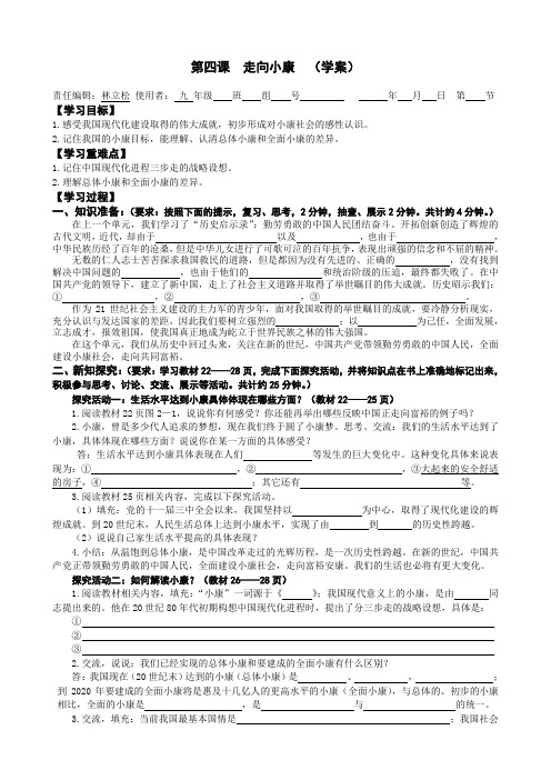 九年级思品第四课 走向小康 导学案