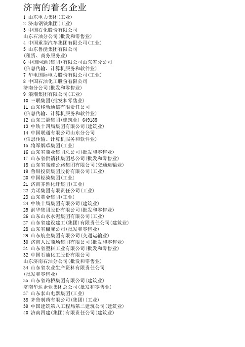 济南的著名企业个