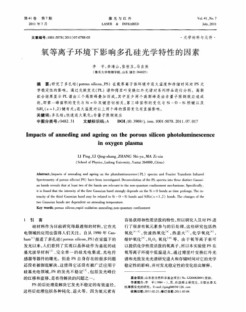 氧等离子环境下影响多孔硅光学特性的因素