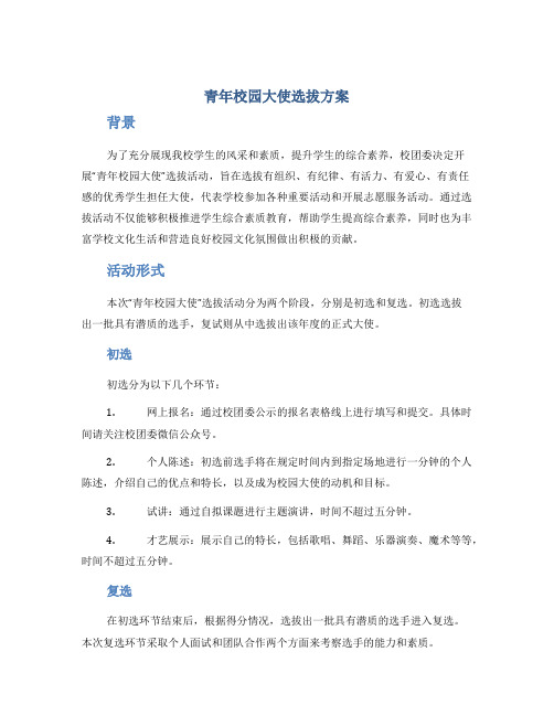青年校园大使选拔方案