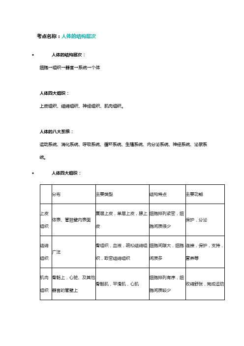 3.人体的结构层次