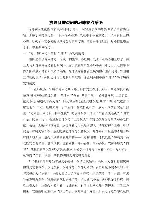 辨治肾脏疾病的思路特点举隅