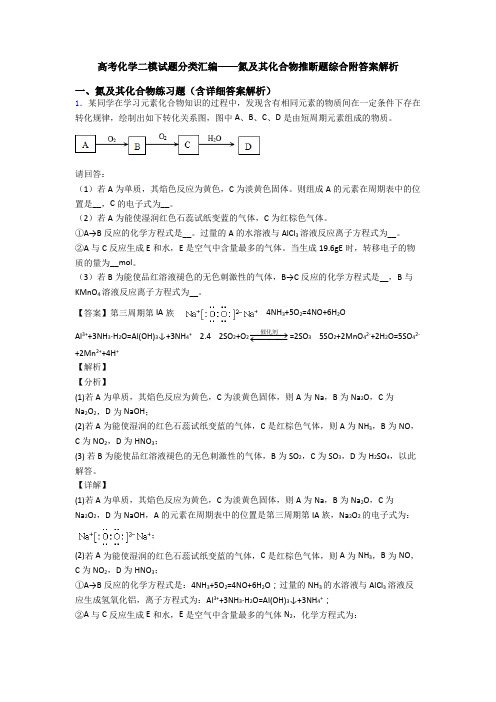 高考化学二模试题分类汇编——氮及其化合物推断题综合附答案解析