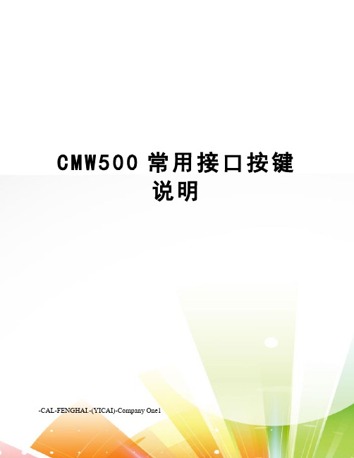 CMW500常用接口按键说明