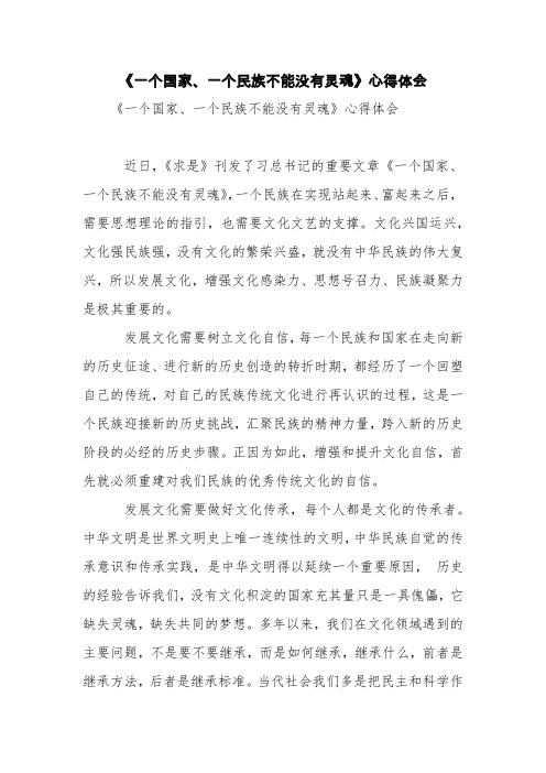 《一个国家、一个民族不能没有灵魂》心得体会【精品范文】_1