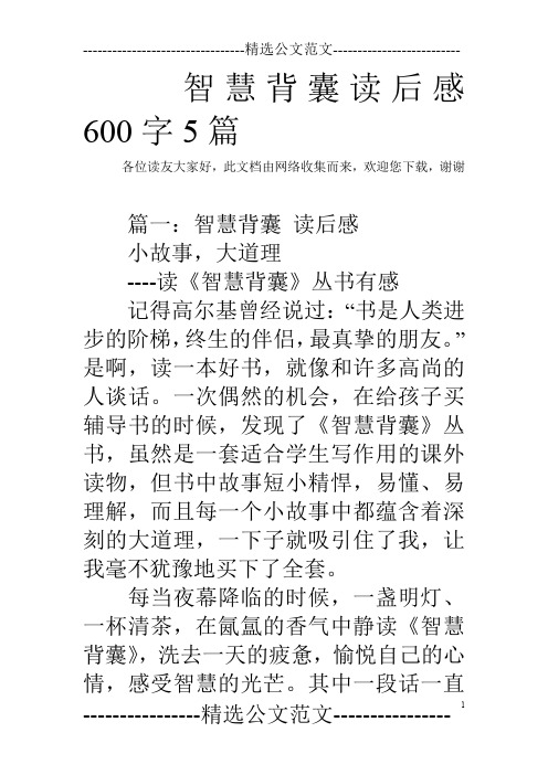 智慧背囊读后感600字5篇