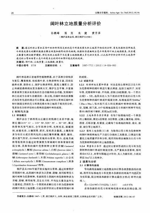 阔叶林立地质量分析评价
