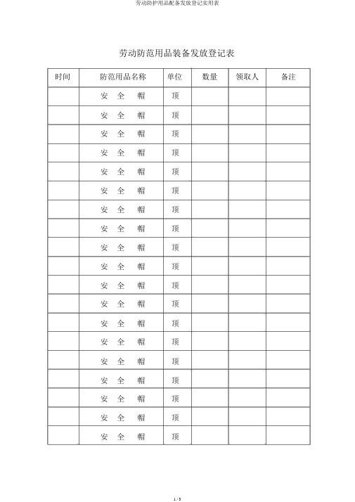 劳动防护用品配备发放登记实用表