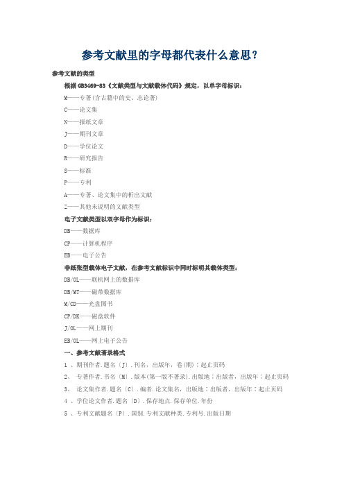 参考文献里的字母都代表什么意思