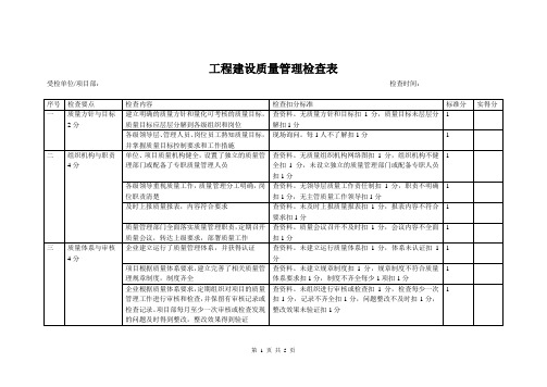 工程建设质量管理检查表