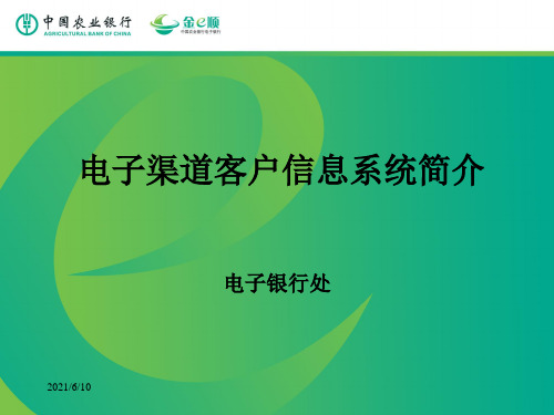 网银ABIS上线培训资料：电子渠道客户信息系统简介