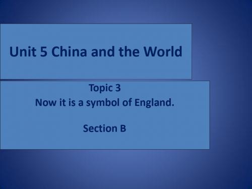 九年级英语下册 Unit 5 China and the World Topic 3 