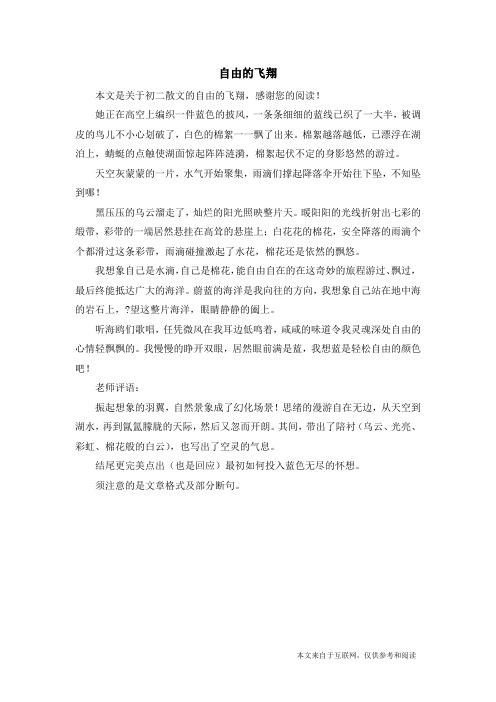 自由的飞翔_初二散文