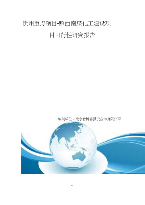 贵州重点项目-黔西南煤化工建设项目可行性研究报告