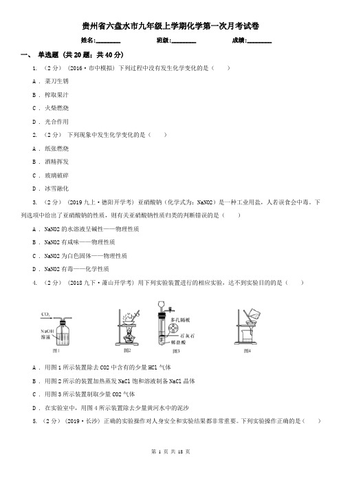 贵州省六盘水市九年级上学期化学第一次月考试卷