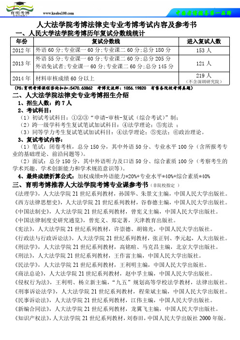 人大法学院考博法律史专业考博考试内容及参考书-育明考博