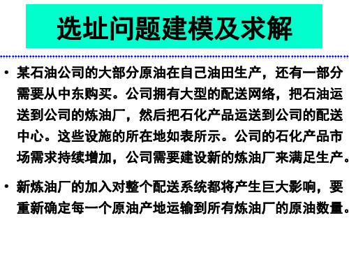 运筹实验选址问题PPT课件