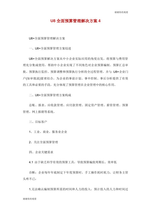 U8全面预算管理解决方案.doc