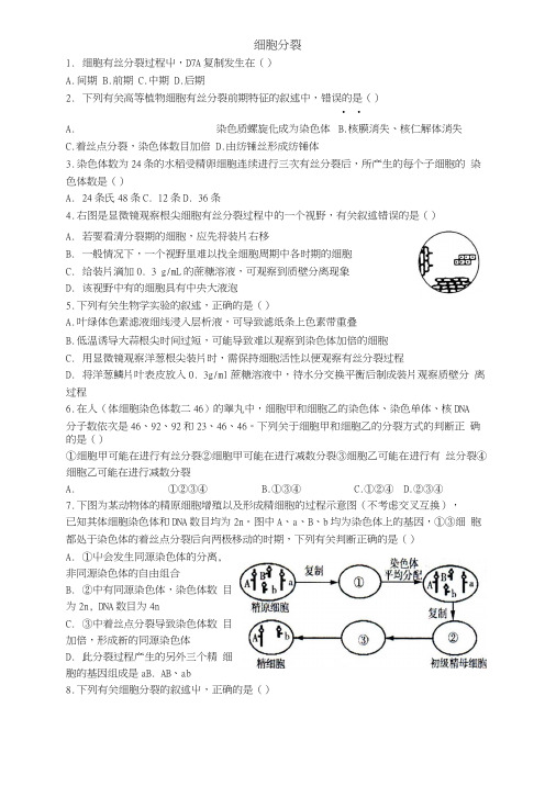 高三生物习题(江苏高考复习用)细胞分裂.docx